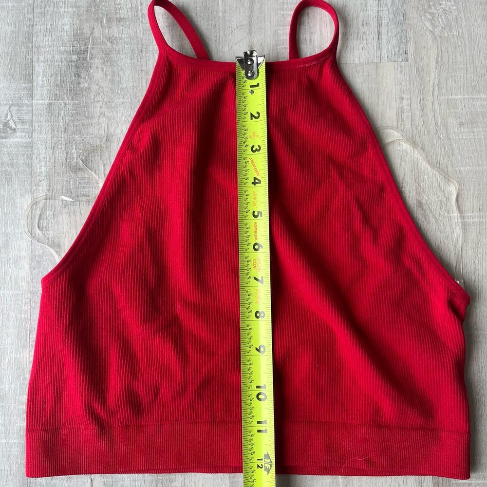 BOZZOLO Red Ribbed Tank Top Size M/L - Picture 3 of 5